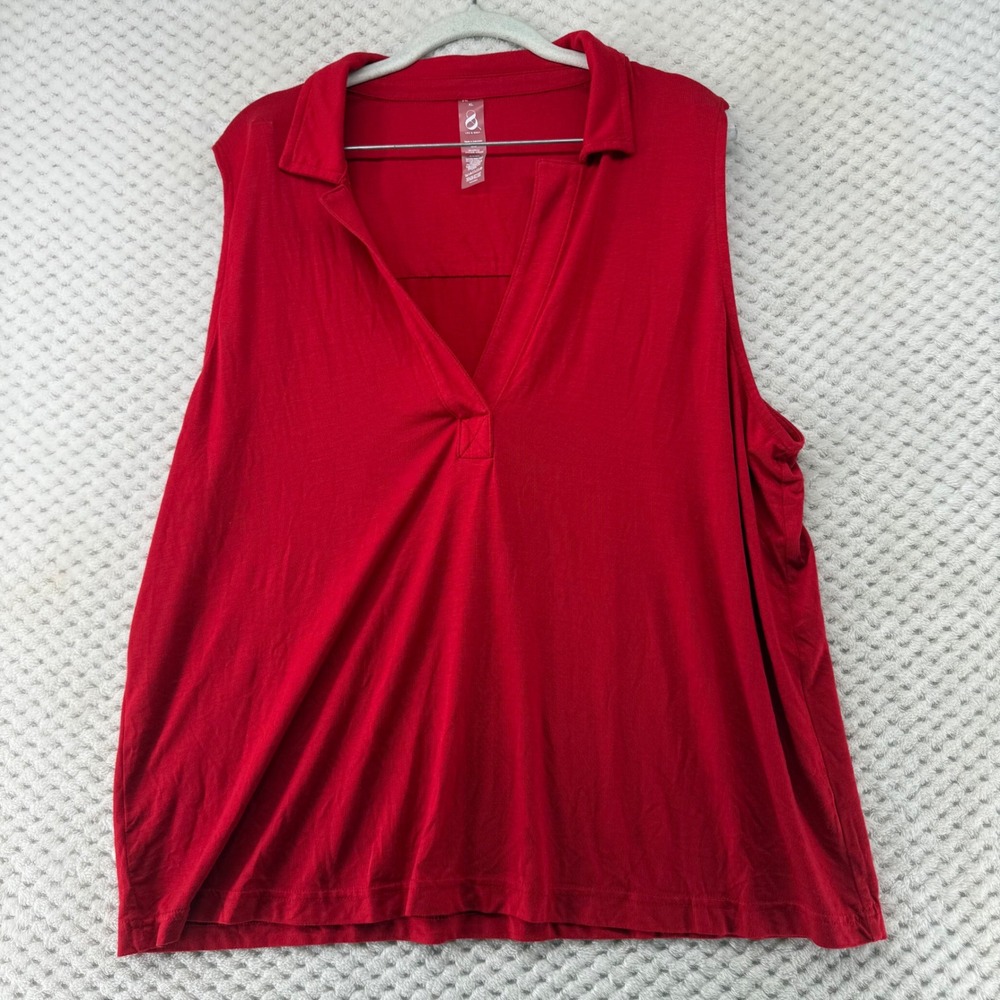 Lou & Grey Red Tank Top Sleeveless Signature Soft Knit VNeck Casual Blouse XL‎